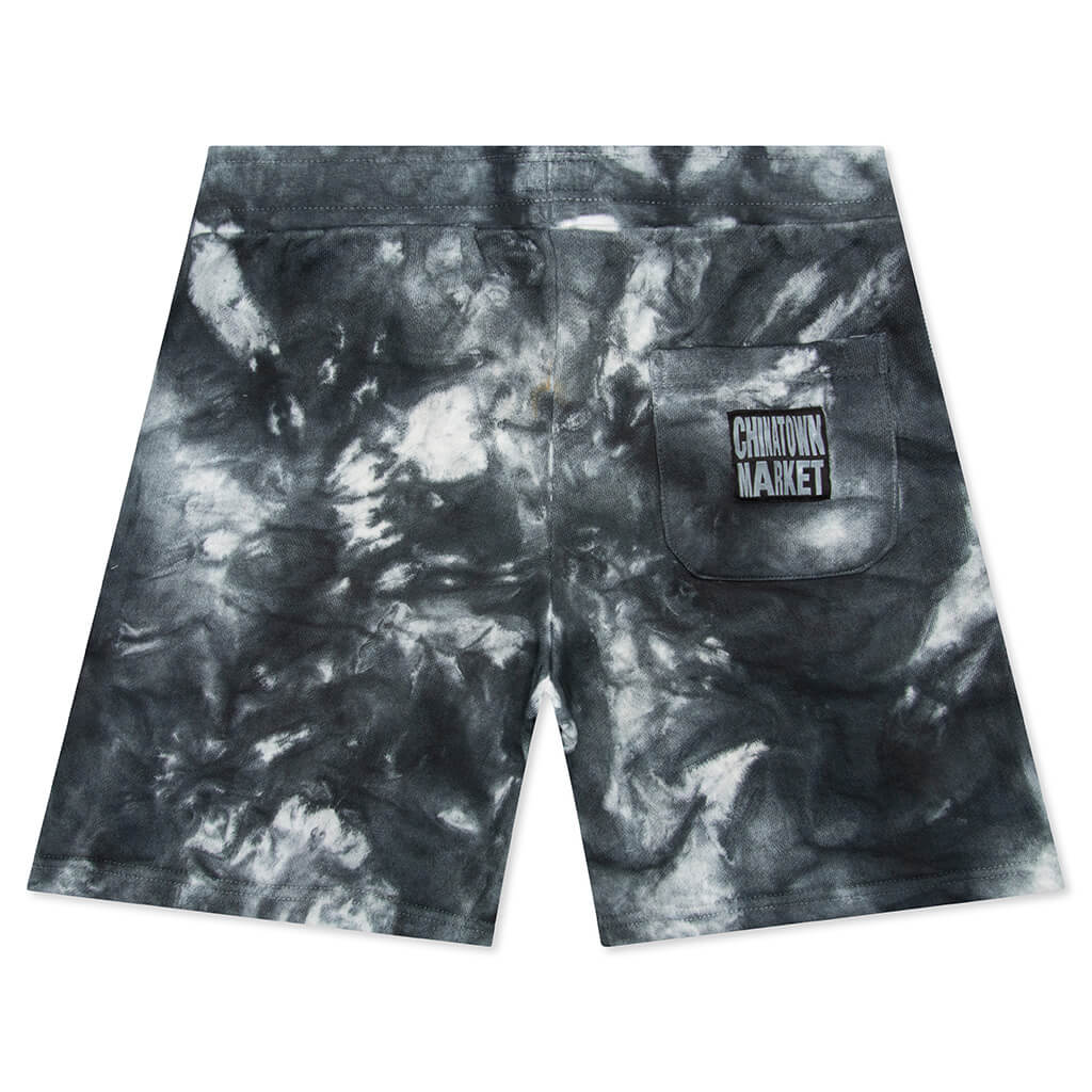 Chinatown Peace Earth Clouds Tie-Dye Sweatshorts - Black