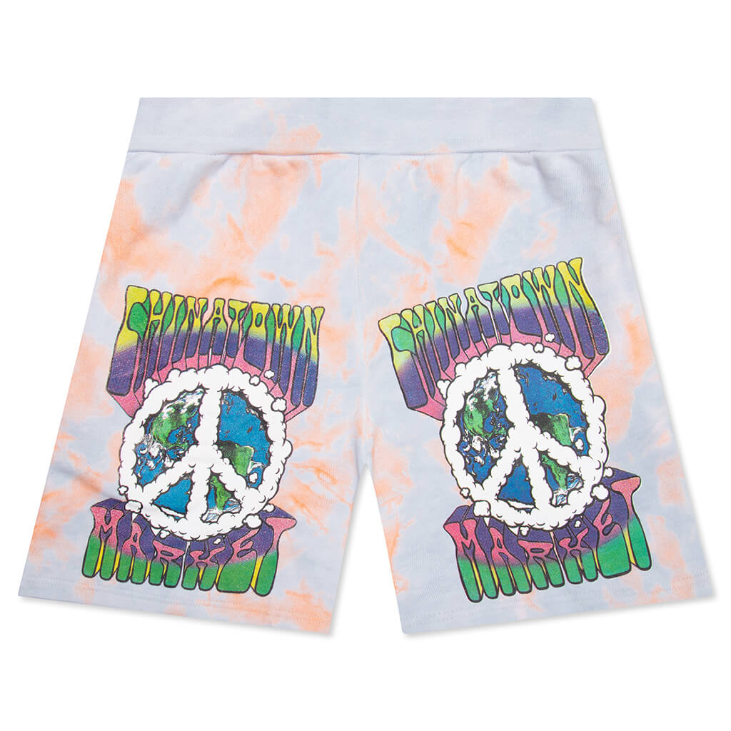 Chinatown Peace Earth Clouds Tie-Dye Sweatshorts - Tie-Dye