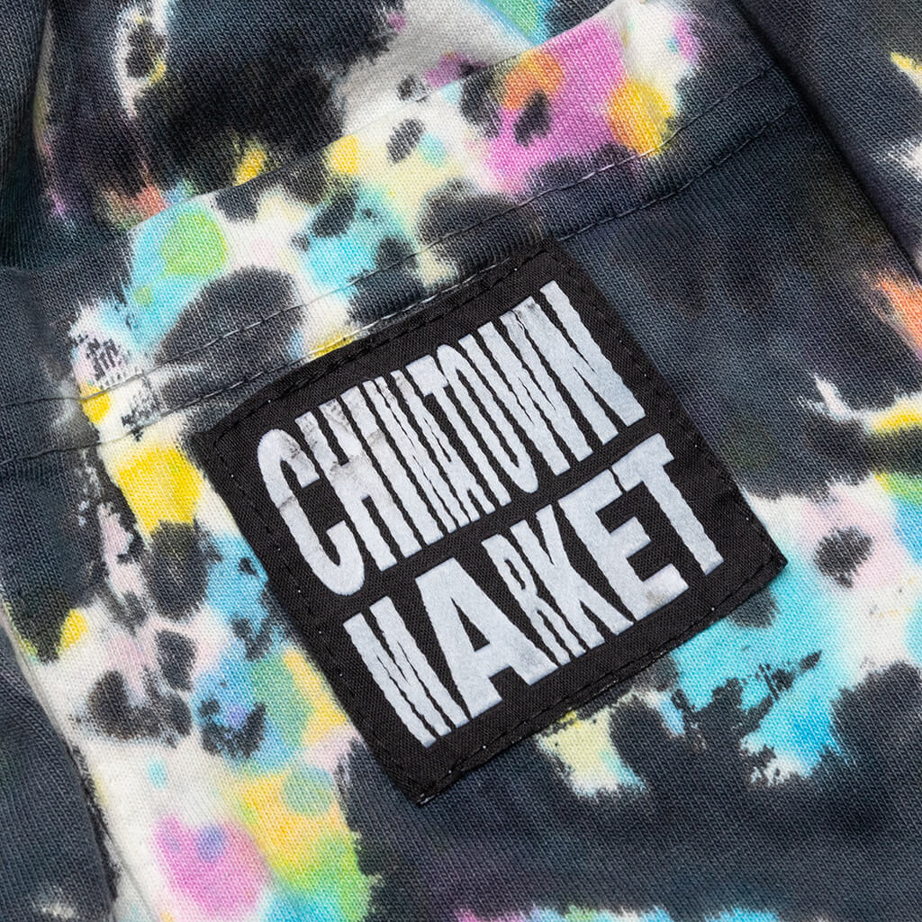 Chinatown Rhinestone Arc Overdye Tie Dye Shorts - Tie Dye