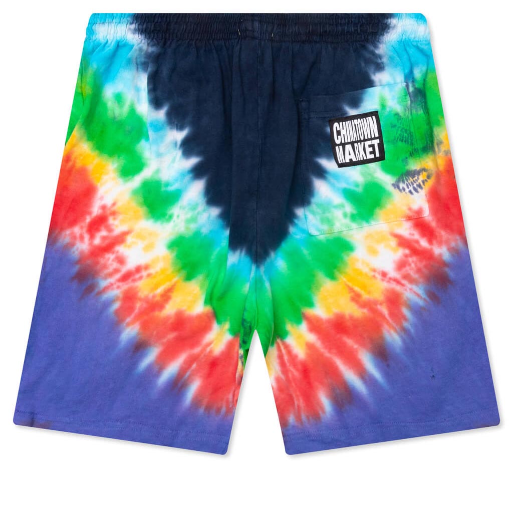Chinatown Rhinestone Arc RGY Tie Dye Shorts - Tie Dye