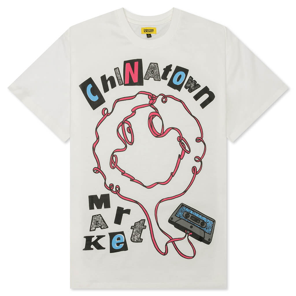 Chinatown Smiley Tape Player T-Shirt - Cream
