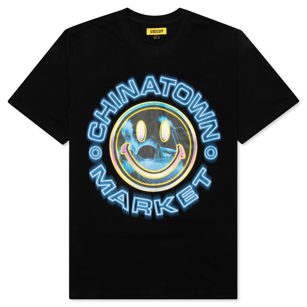 Chinatown Smiley Vapor Wave T-Shirt - Black