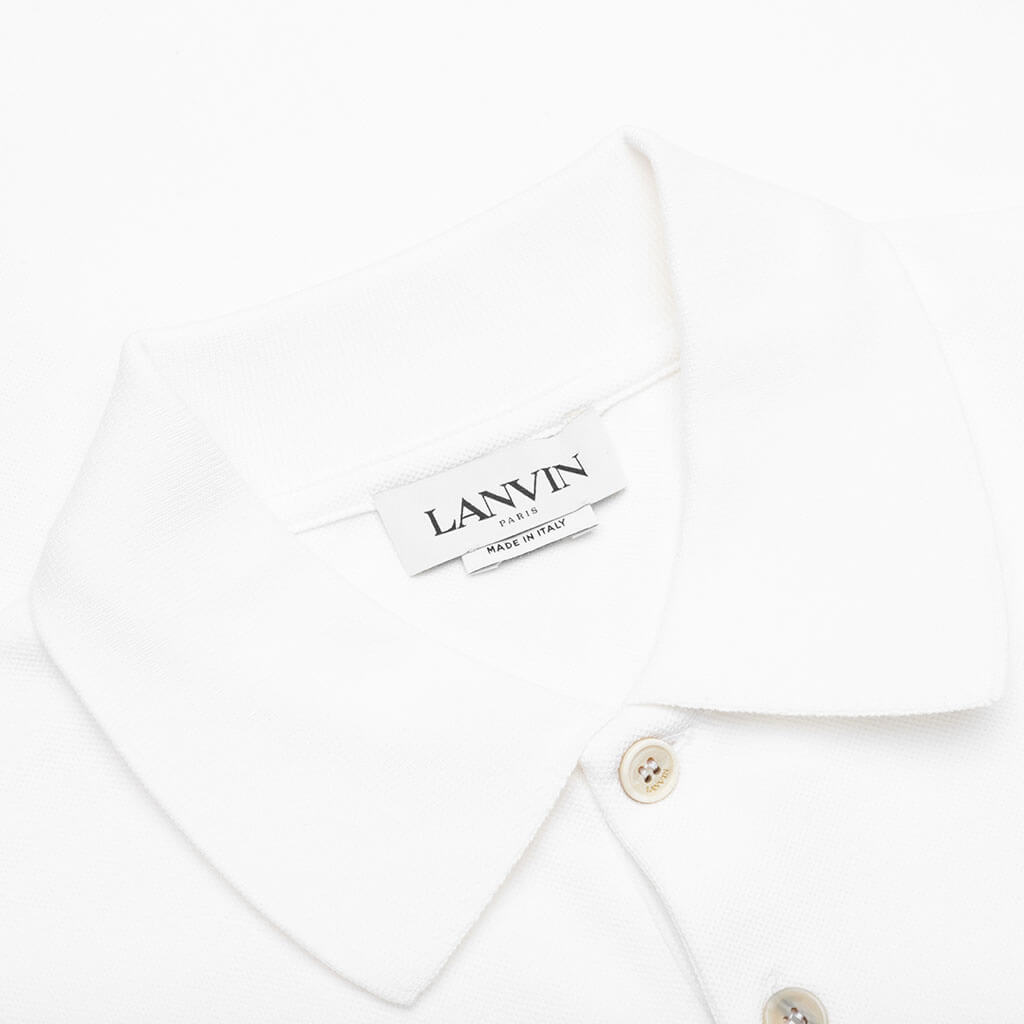 Classic FIt Polo with Logo Emblem Detail - Optic White