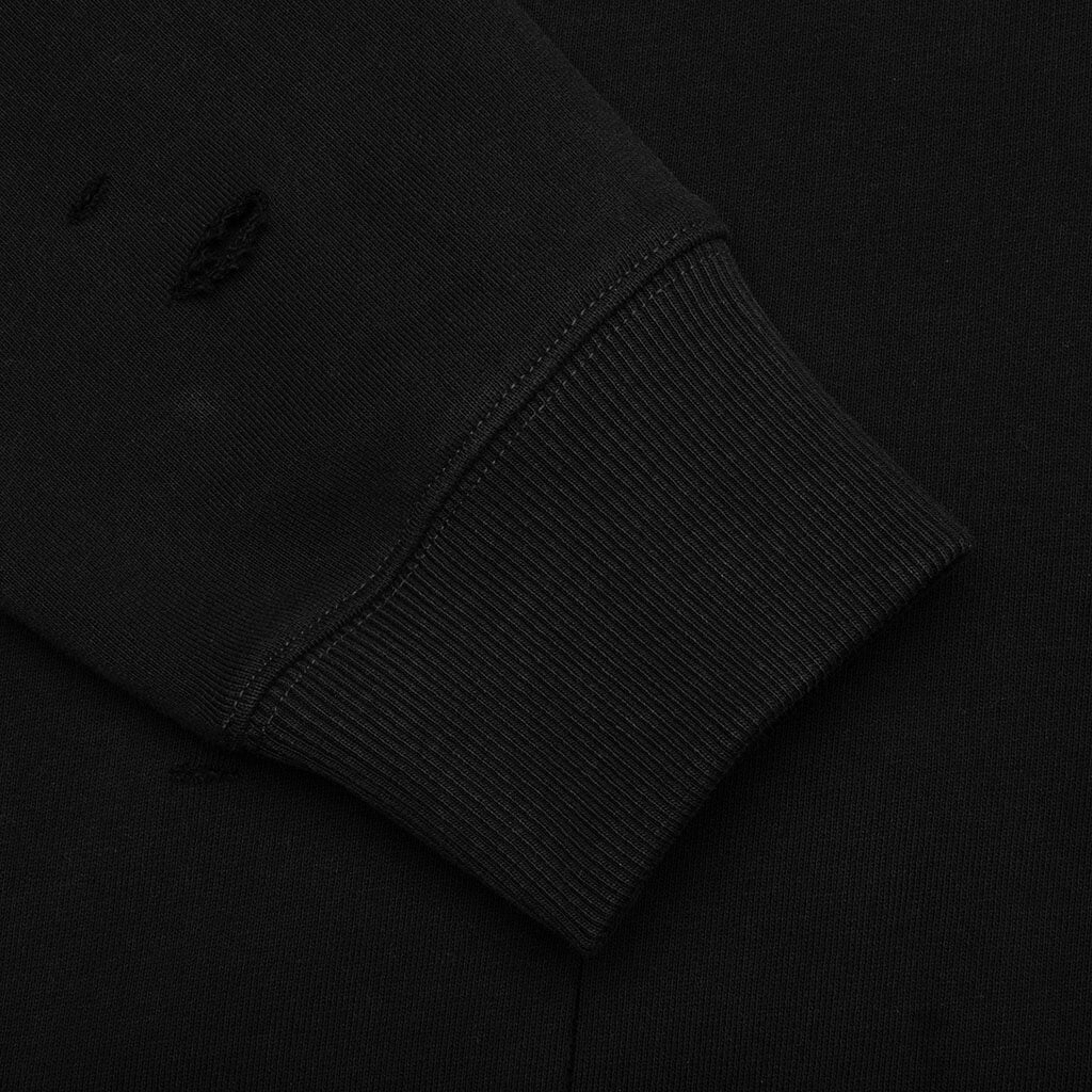 Fleece Hoodie Destroyed Effect - Faded Black