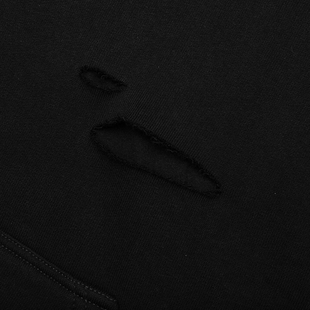 Fleece Hoodie Destroyed Effect - Faded Black