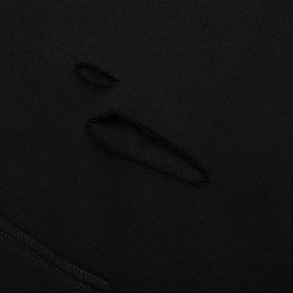 Fleece Hoodie Destroyed Effect - Faded Black