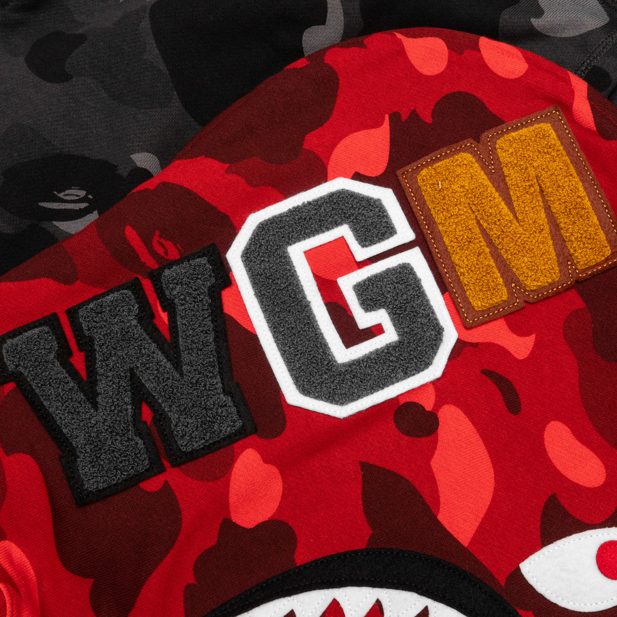 Color Camo Separate Shark Full Zip Hoodie - Red/Black