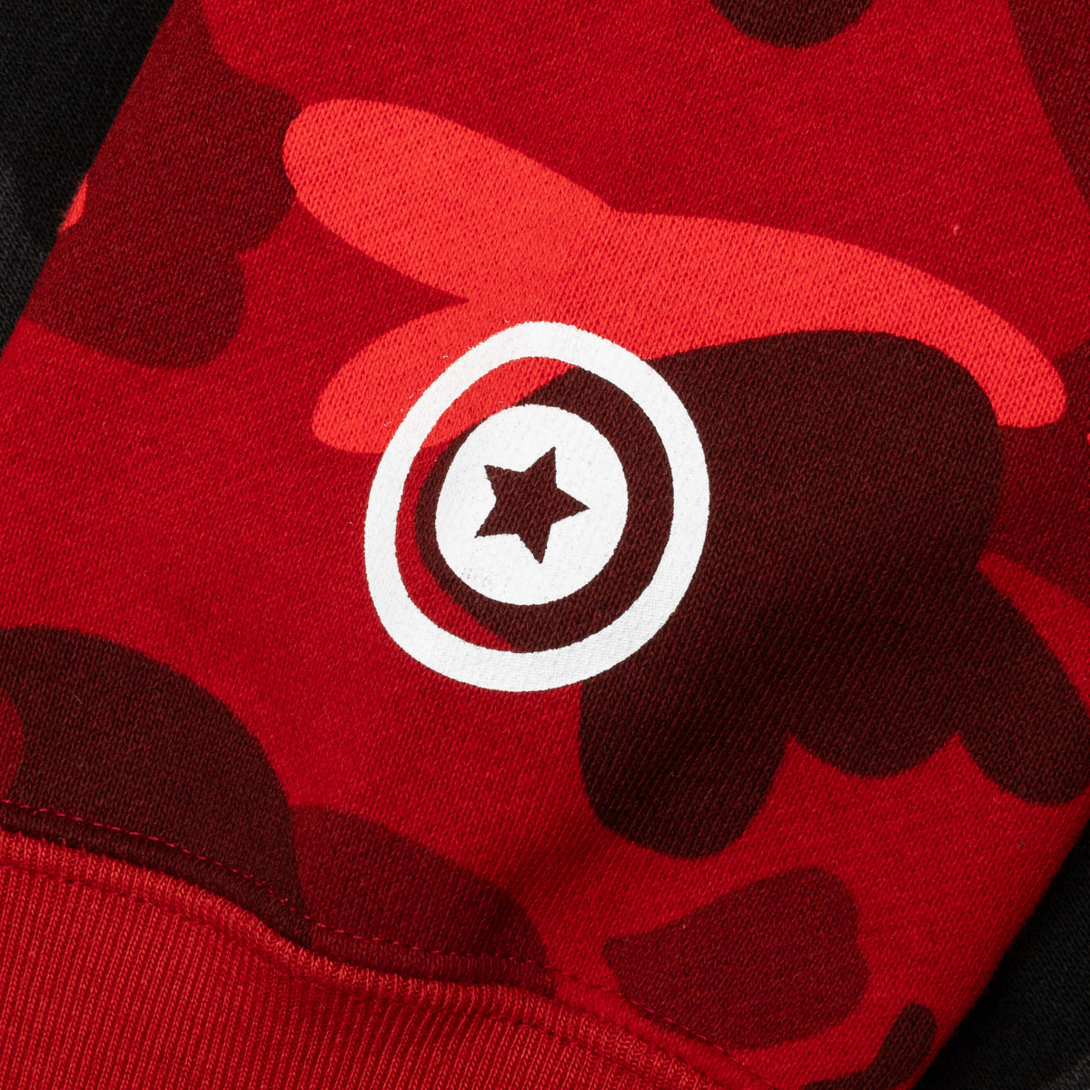 Color Camo Separate Shark Full Zip Hoodie - Red/Black
