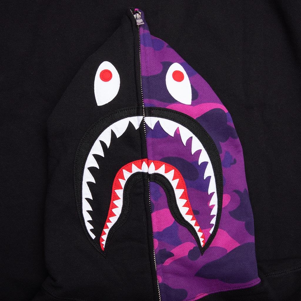 Color Camo Shark Full Zip Hoodie - Purple