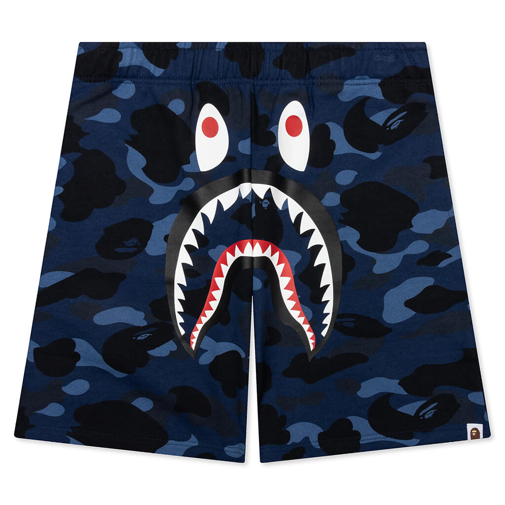Color Camo Shark Sweat Shorts - Navy