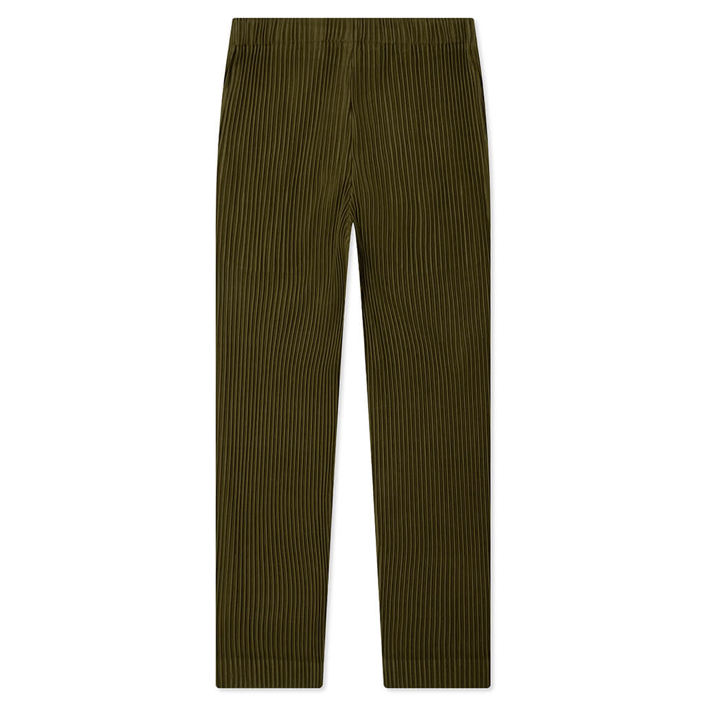 Color Pleats Pants - Olive Khaki