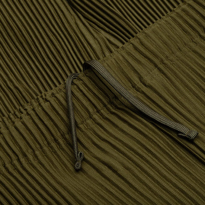 Color Pleats Pants - Olive Khaki