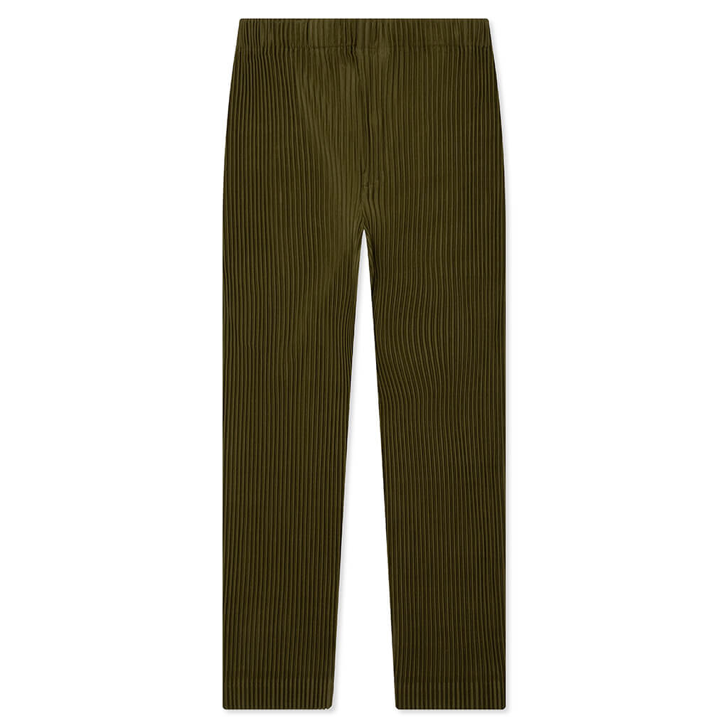 Color Pleats Pants - Olive Khaki