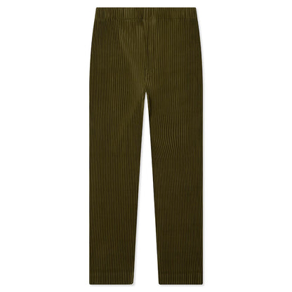 Color Pleats Pants - Olive Khaki