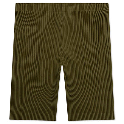Color Pleats Shorts - Olive Khaki