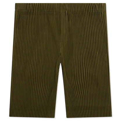 Color Pleats Shorts - Olive Khaki
