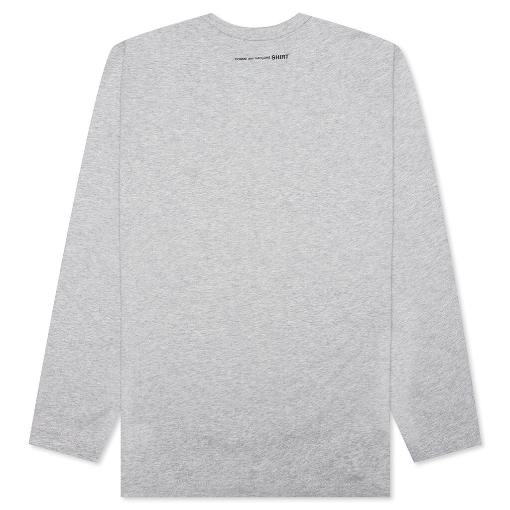 Comme Des Garcons SHIRT Small Back Logo L/S Tee - Grey