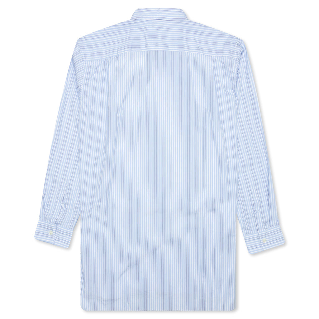 Black Emblem Stripe Button Down - Light Blue