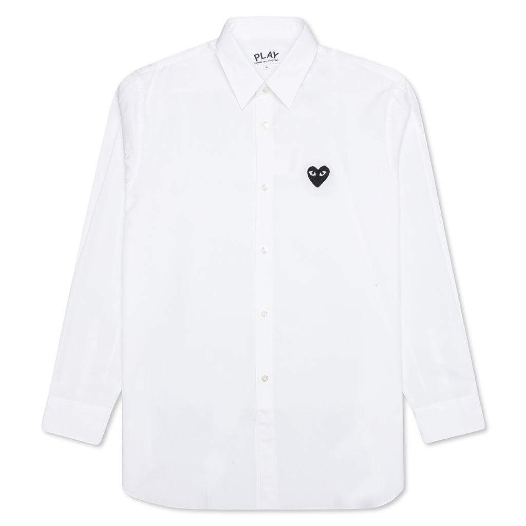 Black Heart Button Down - White