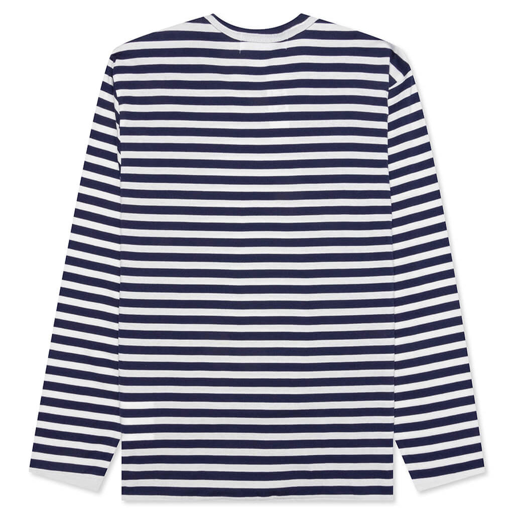 Small Red Heart Striped L/S T-Shirt - Navy/White