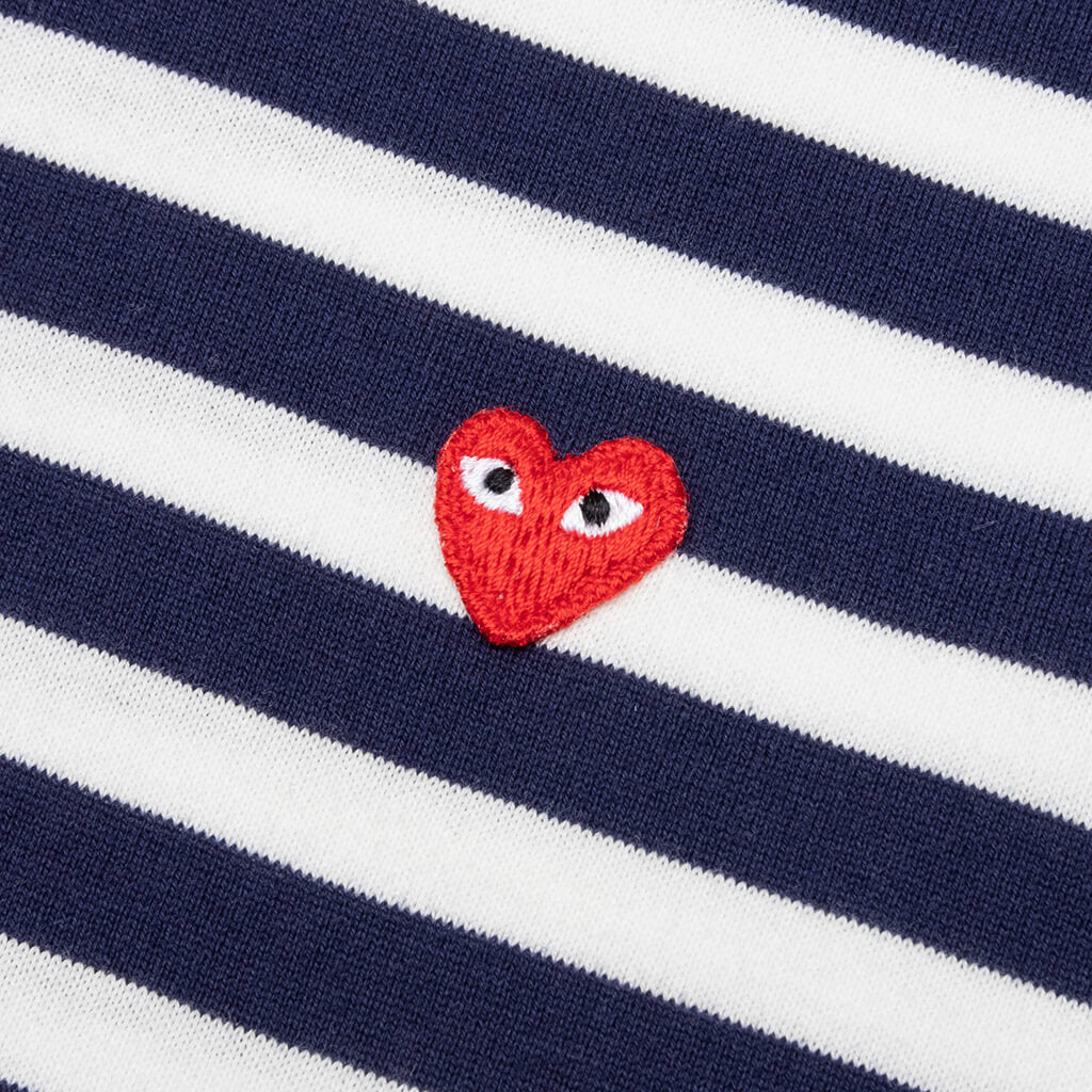 Small Red Heart Striped L/S T-Shirt - Navy/White