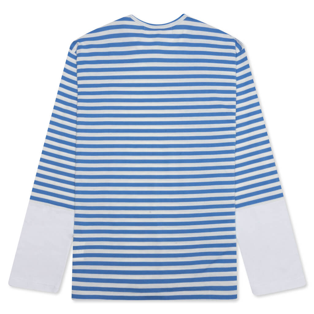 Stripe White T-Shirt - Blue