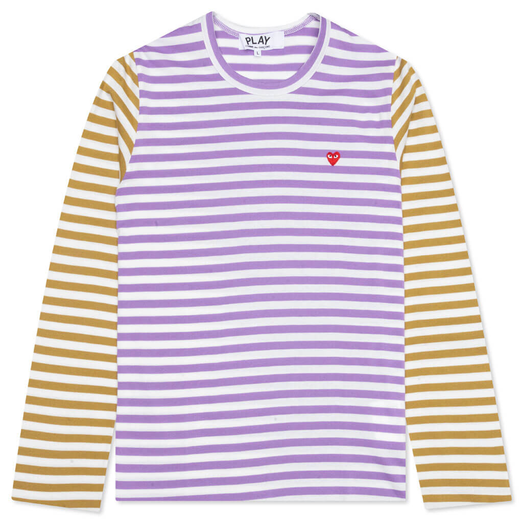 Women's Bi-Color Stripe T-Shirt - Purple/Olive