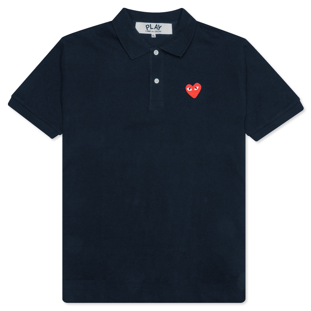 Women's CDG Heart Emblem Polo Tee - Navy