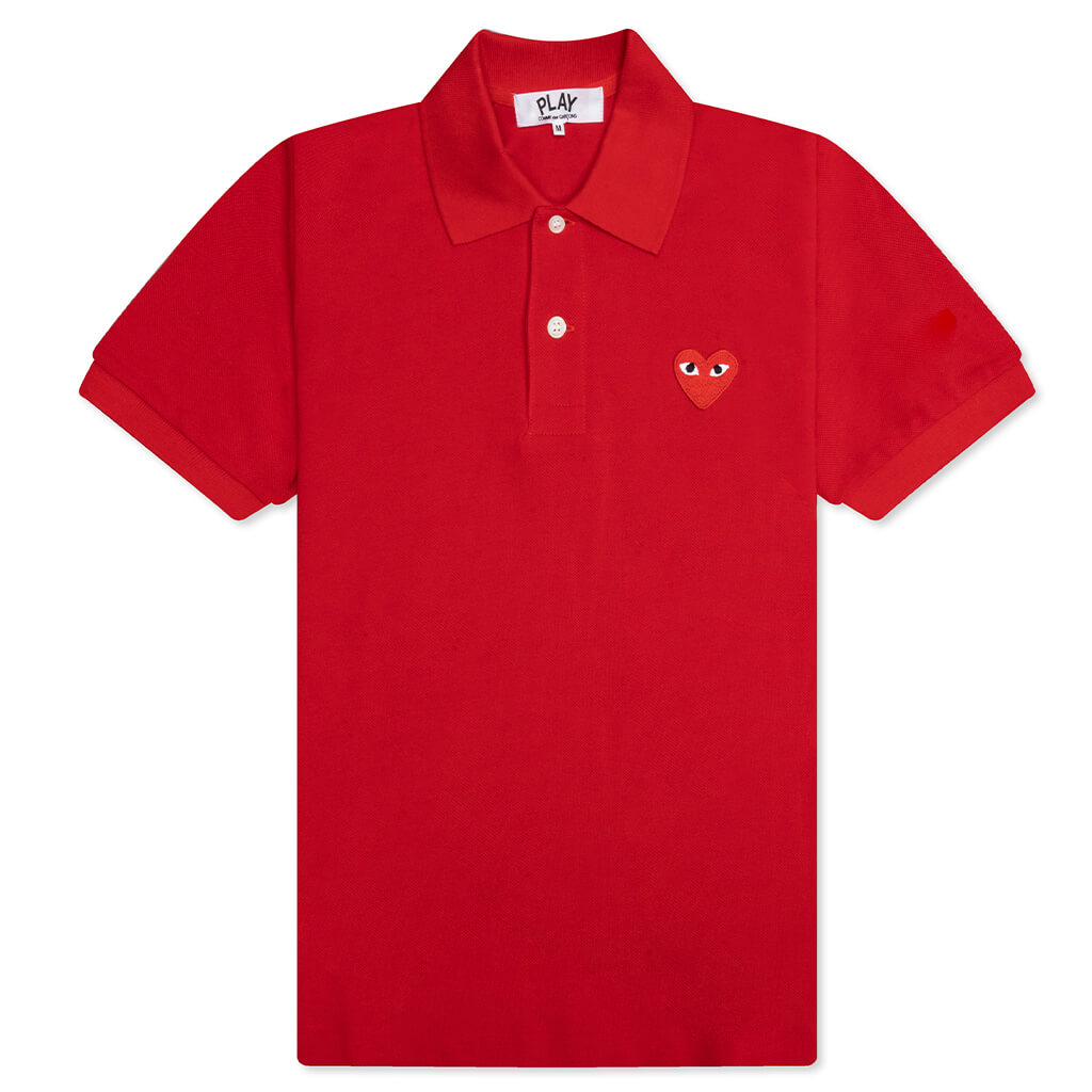 Women's CDG Heart Emblem Polo Tee - Red