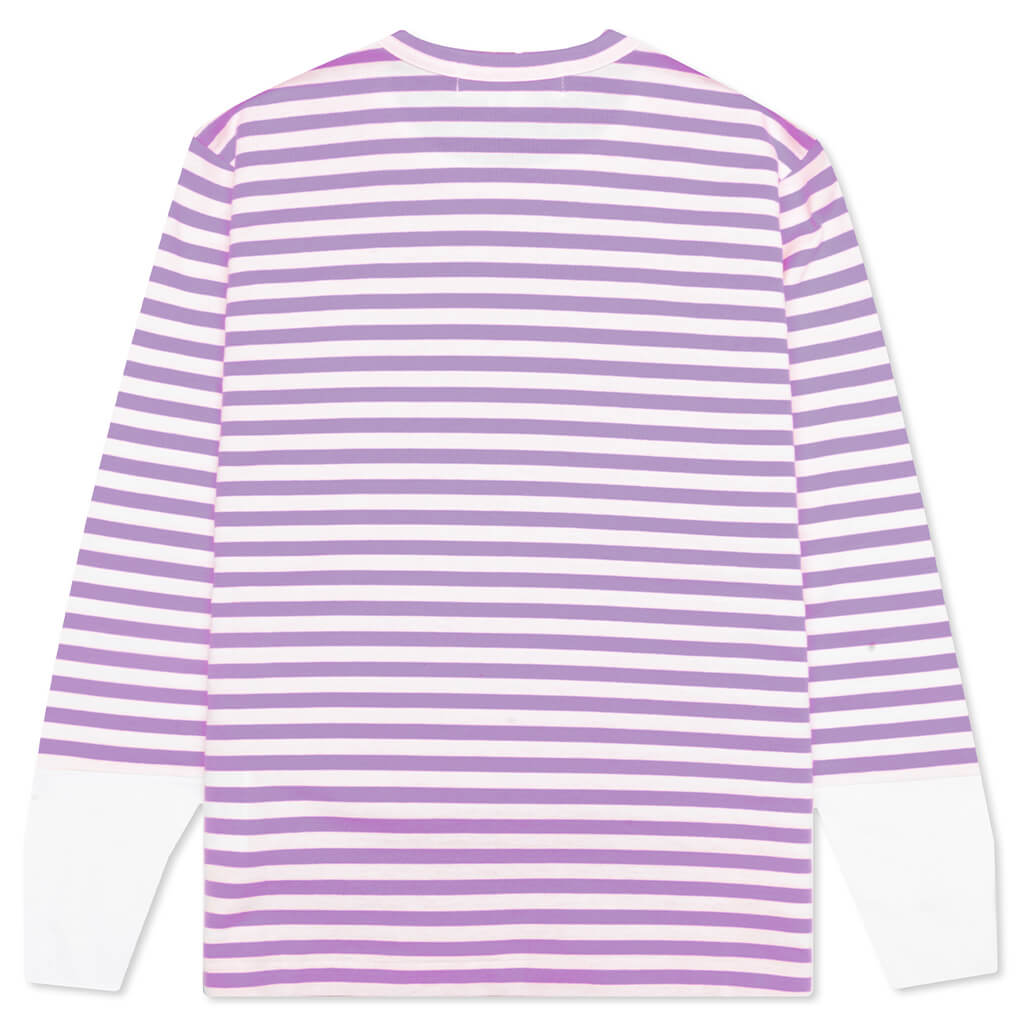 Women's Striped White Sleeve L/S T-Shirt - Purple