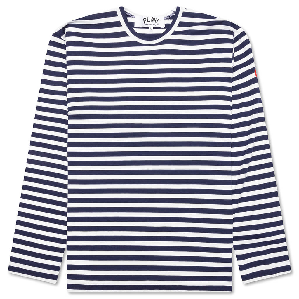 Comme des Garcons PLAY x the Artist Invader Striped L/S Tee - Blue/White