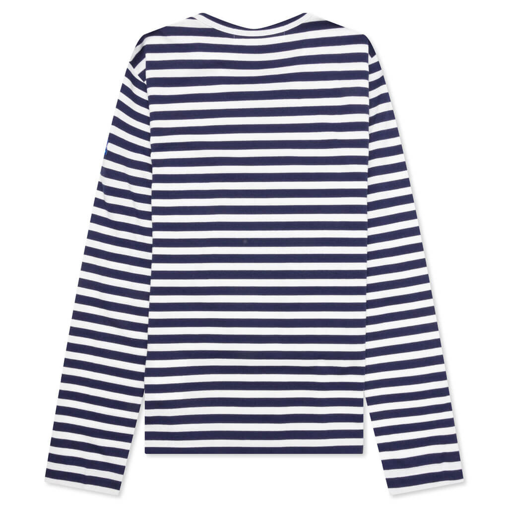 Comme des Garcons PLAY x the Artist Invader Women's Striped L/S Tee - Blue/White