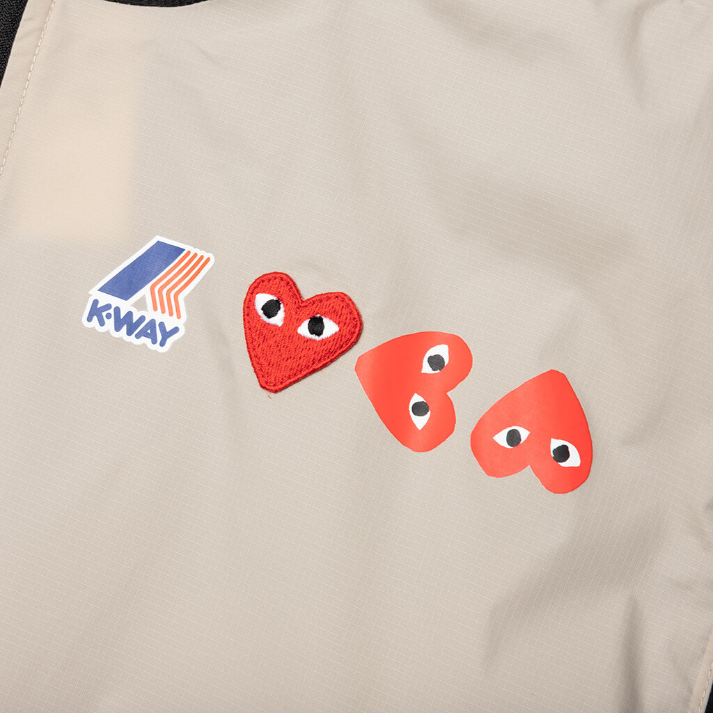 Comme des Garcons Play x K-Way Logos Full Zip Jacket - Beige/Black