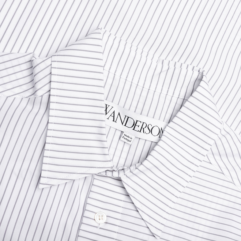 Contrast Patch Pocket Shirt - Grey/White