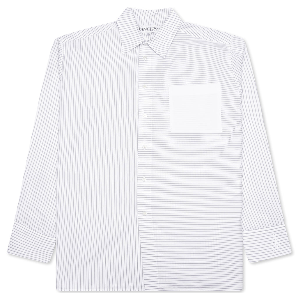 Contrast Patch Pocket Shirt - Grey/White