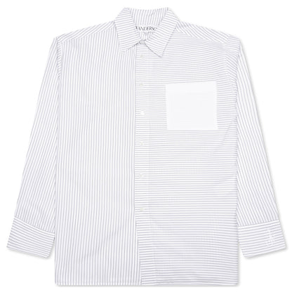 Contrast Patch Pocket Shirt - Grey/White