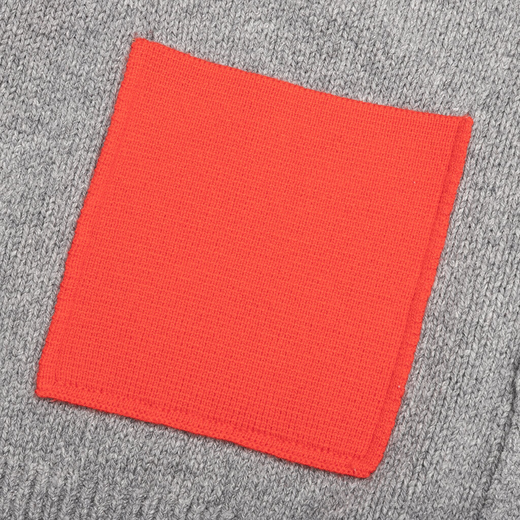 Contrast Pocket Cardigan - Grey Melange