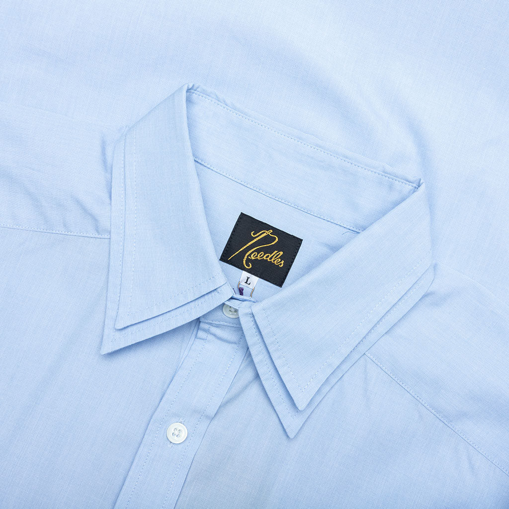 Double Regular Collar Shirt - Sax Blue