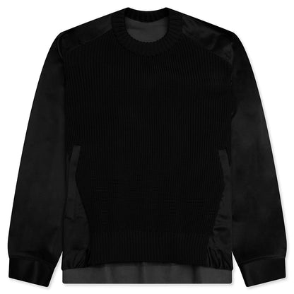 Cotton Chino Mix Pullover - Black
