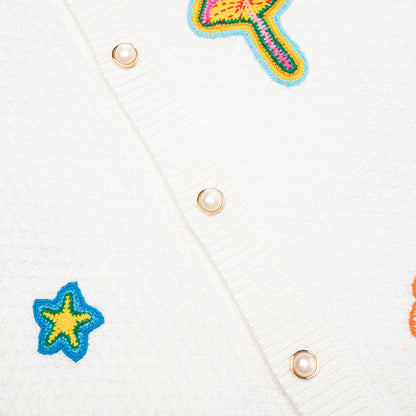 Crochet Shirt With Patches - White