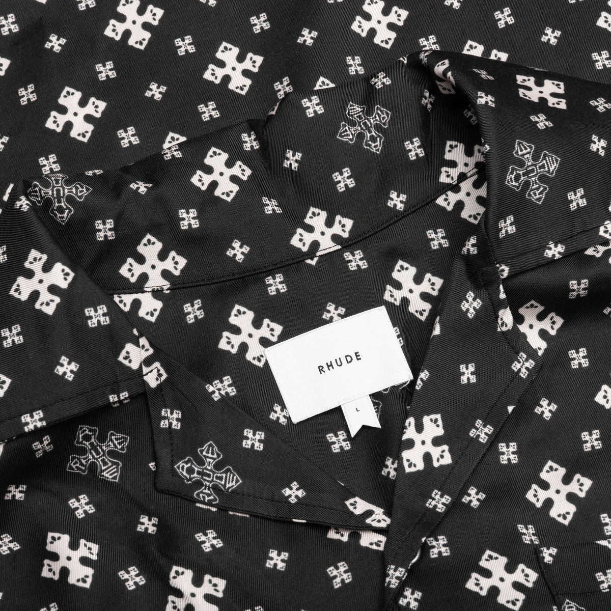 Cross Bandana Rayon Shirt - Black/White