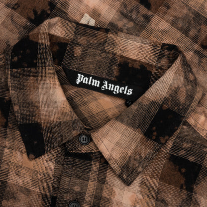 Curved Logo Check Shirt L/S - Brown/Off-White
