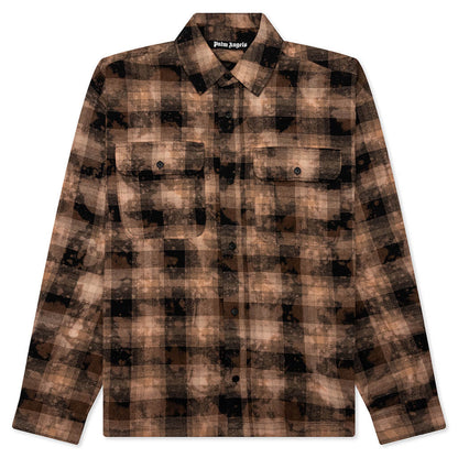 Curved Logo Check Shirt L/S - Brown/Off-White