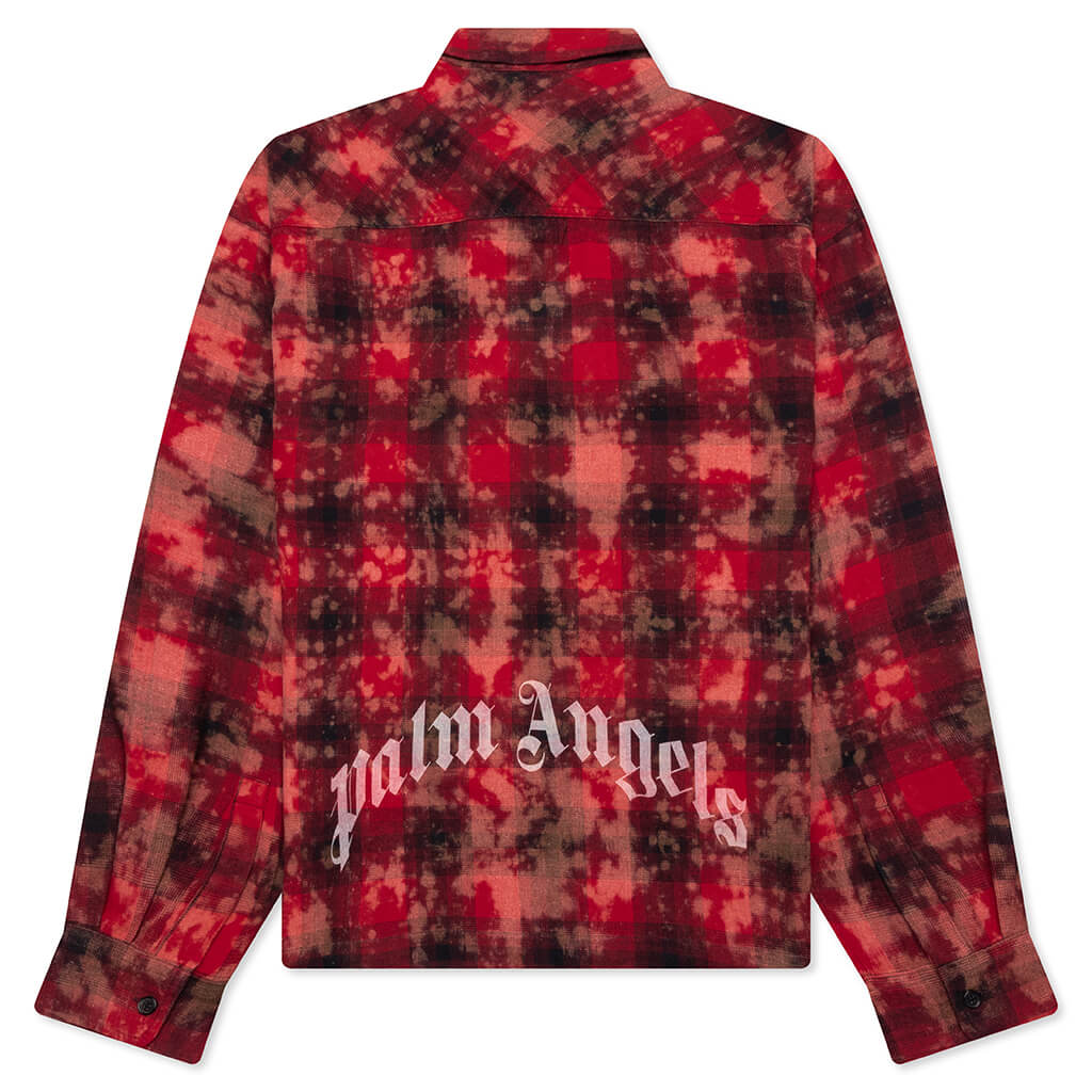 Curved Logo Check Shirt L/S - Red/Off-White