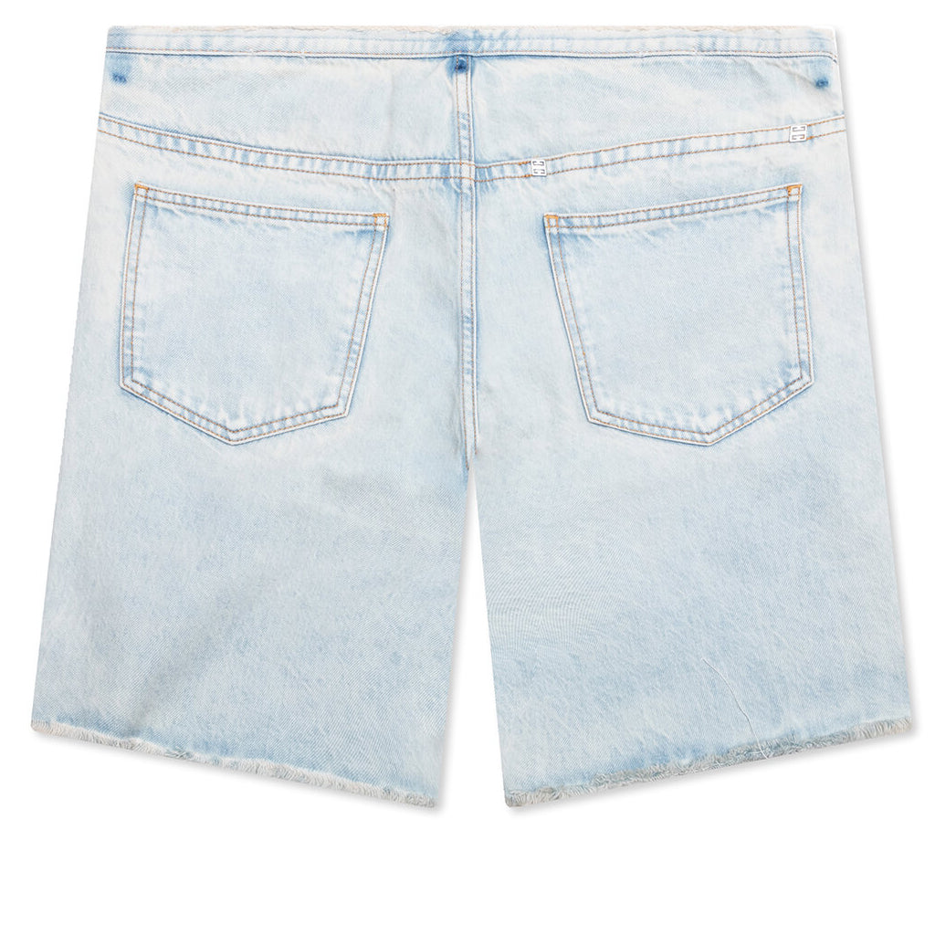 Cutted Belt Low Rise Denim Shorts - Pale Blue
