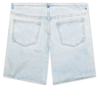 Cutted Belt Low Rise Denim Shorts - Pale Blue