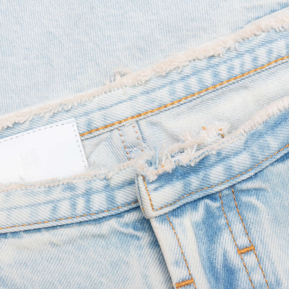 Cutted Belt Low Rise Denim Shorts - Pale Blue