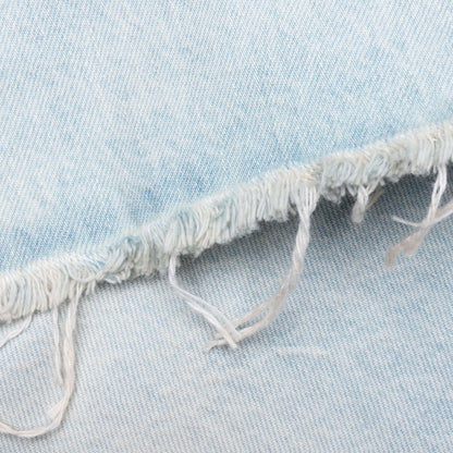 Cutted Belt Low Rise Denim Shorts - Pale Blue