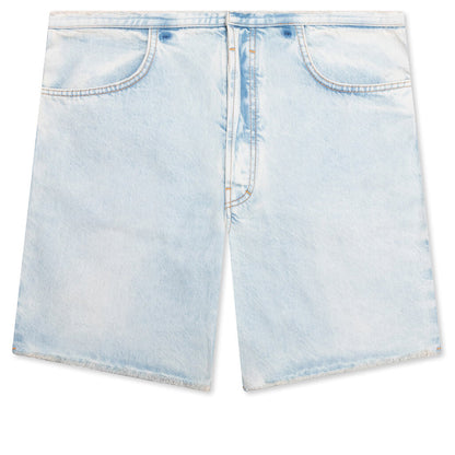 Cutted Belt Low Rise Denim Shorts - Pale Blue