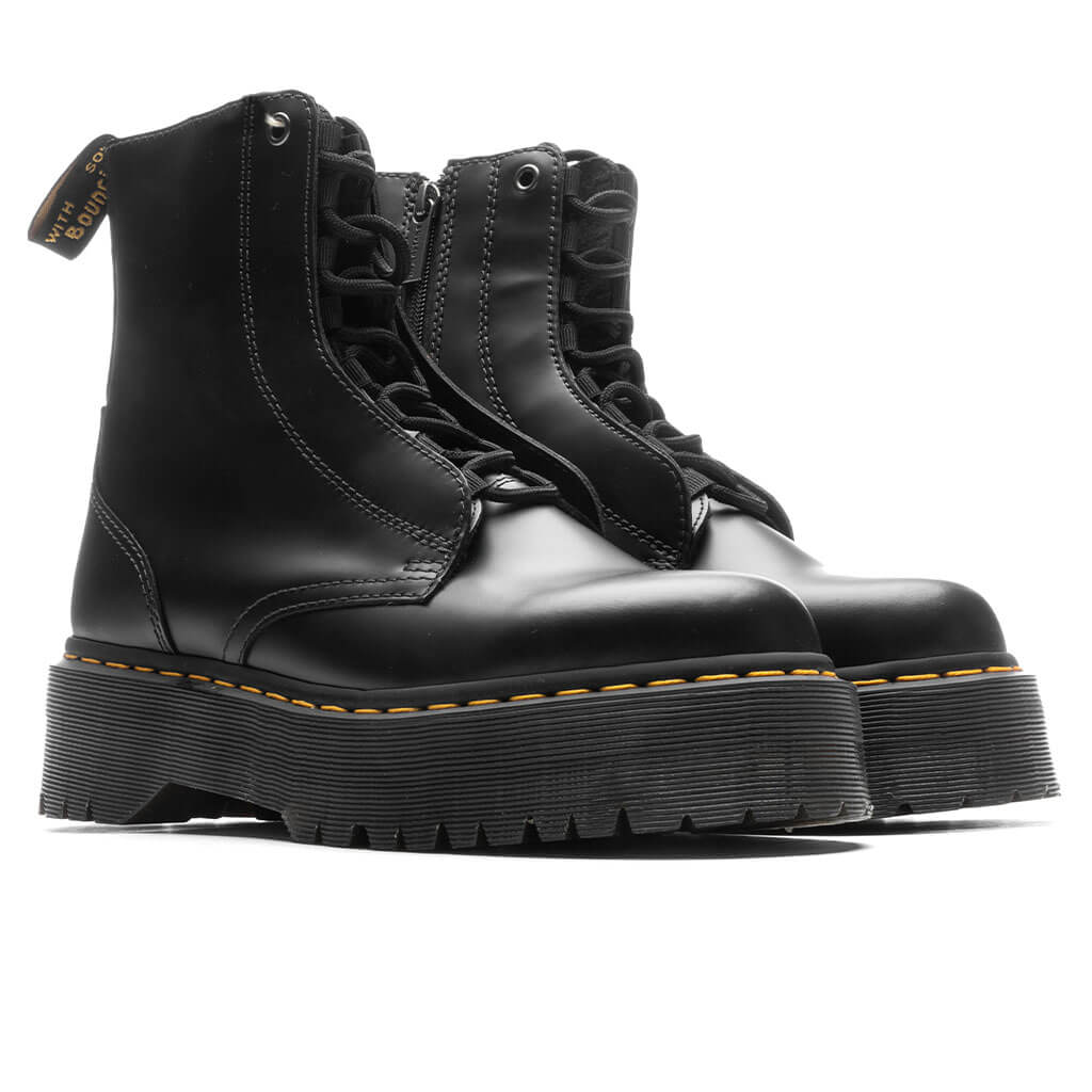 Jarrick Smooth Leather Platform Boots - Black